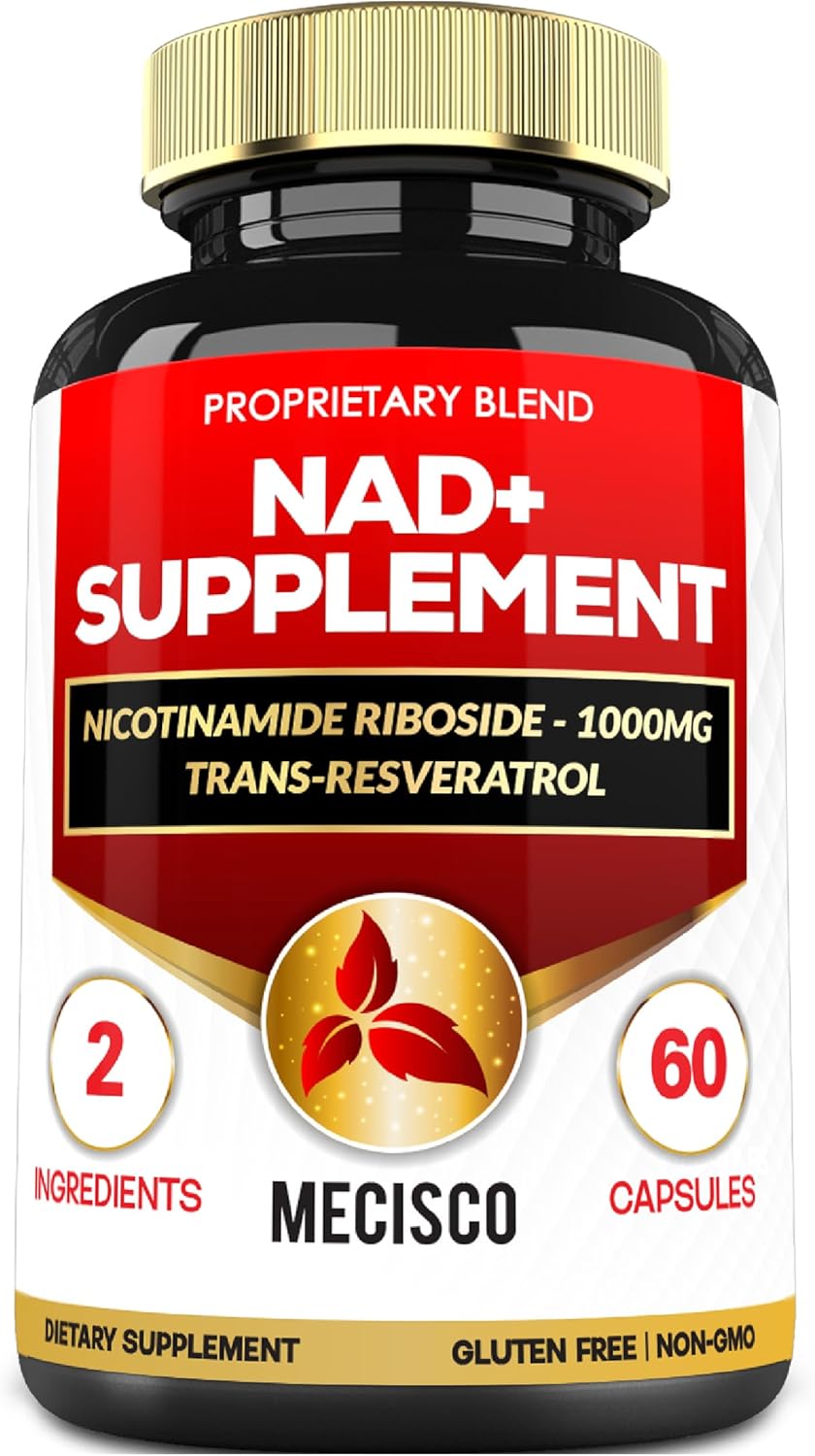 Mecisco 2in1 NAD+ Supplement - 1200Mg with Nicotinamide Riboside & Resveratrol - Cellular Repair & Healthy Aging - 60 Capsules