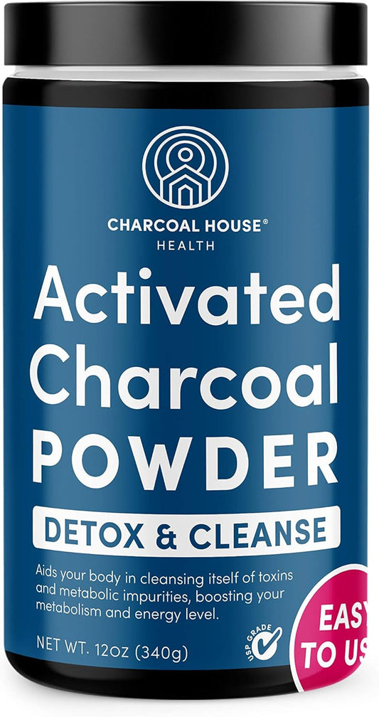 Medical Grade Coconut Shell Activated Charcoal Powder - 12 oz - 1 Qt - Fast Acting & High Adsorptive Capacity - Natural Cleanse & Detox - Charcoal House