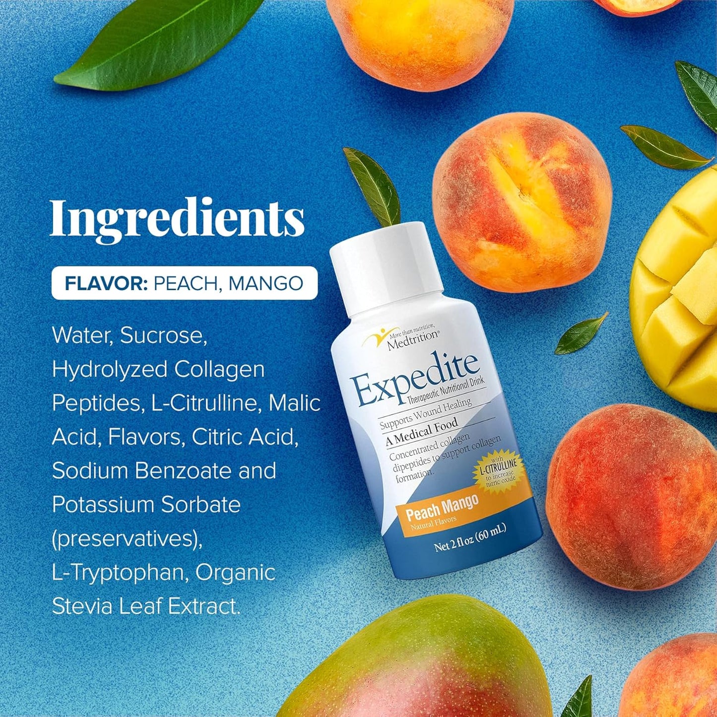 Medtrition Expedite Liquid Collagen - Supports Wound Healing, Surgery Recovery, Diabetic Foot Ulcers, Skin Health - 30x More Collagen Peptides - Pack of 48 Bottles