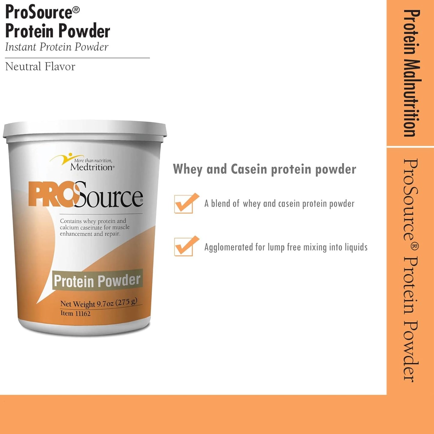 Medtrition ProSource Protein Powder - 9.7 oz (275 g) - Neutral Flavor - High-Quality Protein Supplement