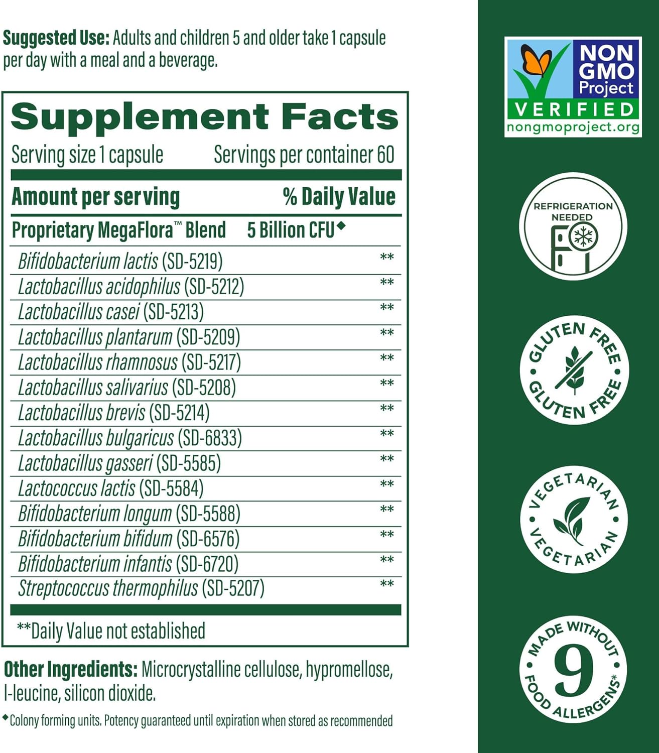 MegaFood MegaFlora Kids Probiotics - 5 Billion CFUs for Digestive Health - Non-GMO, Vegetarian - 60 Mini Capsules