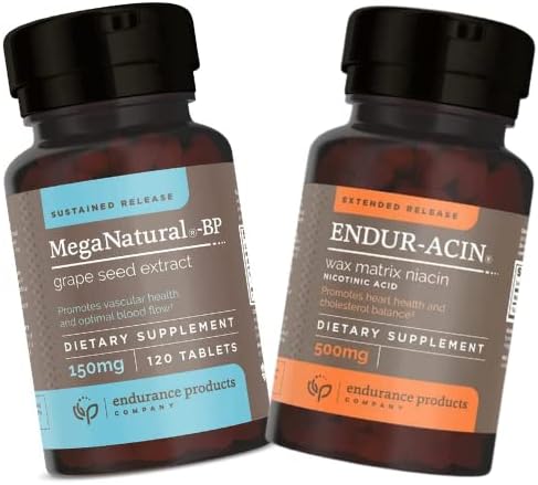 MegaNatural BP Grape Seed Extract 150mg & ENDUR-ACIN Niacin 500mg Extended Release Tablets, 320 Count