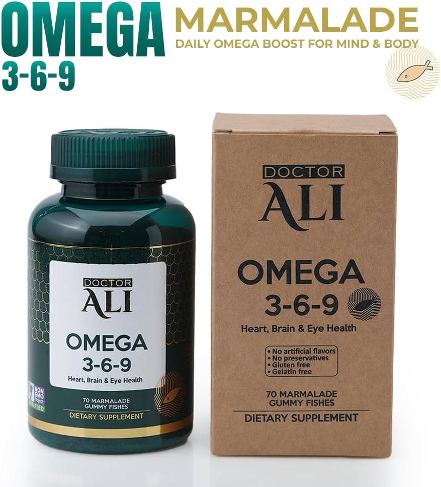 MEHRIGIYO Doctor ALI - Vegan Omega 3-6-9 Gummies for Brain, Heart & Vision Support | Non-Fish, Non-GMO, Organic | Gelatin & Gluten-Free | 70 Count