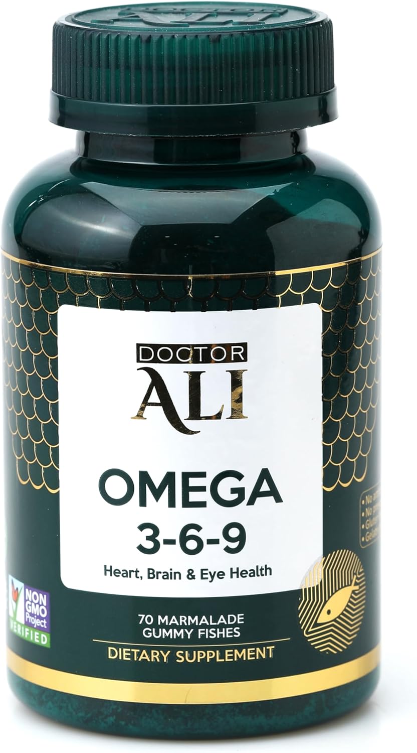 MEHRIGIYO Doctor ALI - Vegan Omega 3-6-9 Gummies for Brain, Heart & Vision Support | Non-Fish, Non-GMO, Organic | Gelatin & Gluten-Free | 70 Count