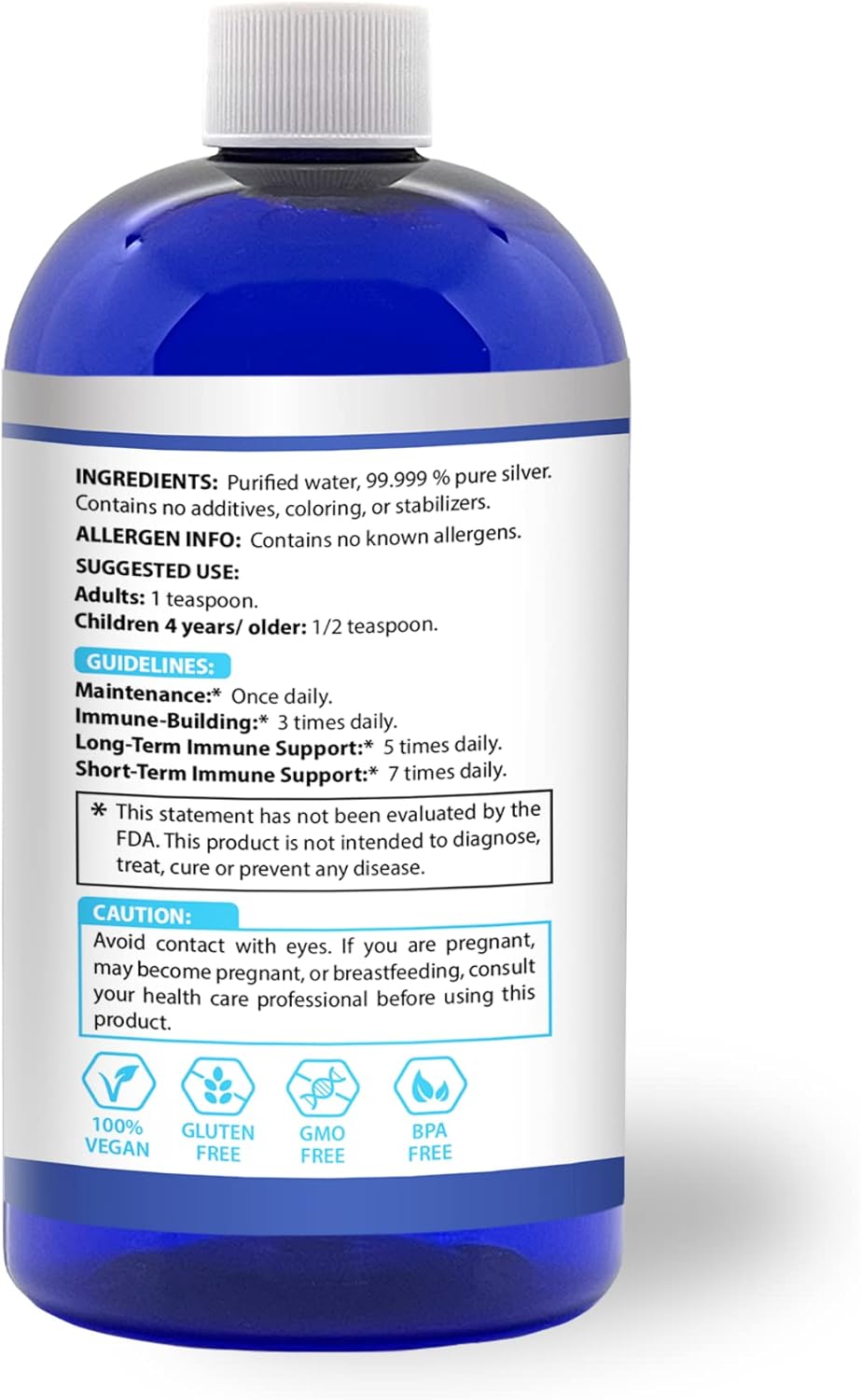 MEINTU Human™ Ultra-Pure Colloidal Silver 16oz Economy Refill - Premium Ionic Silver Hydrosol Supplement for Immune Support