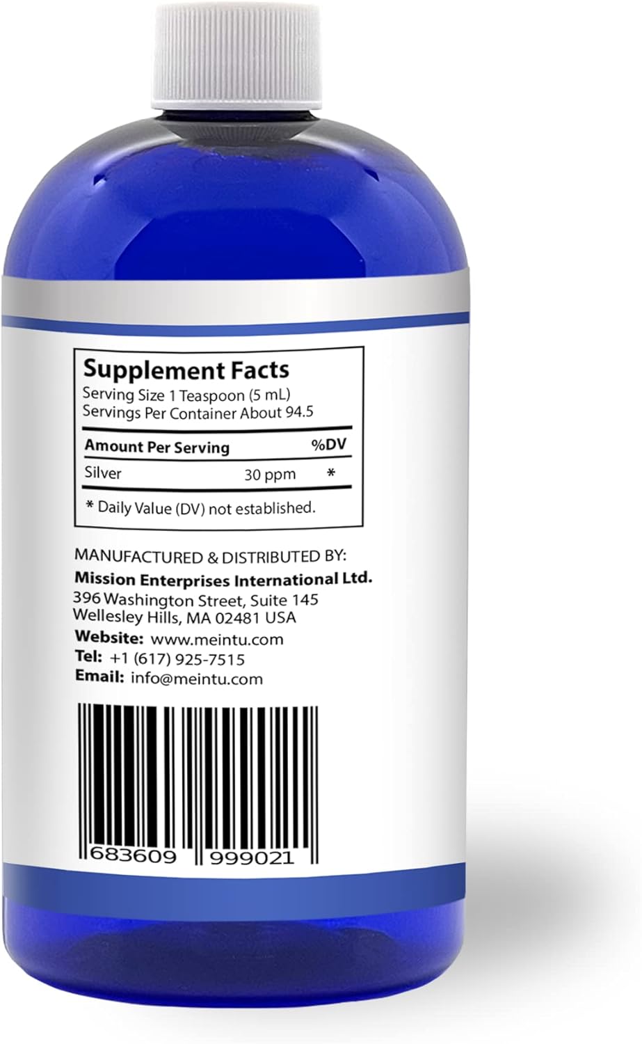 MEINTU Human™ Ultra-Pure Colloidal Silver 16oz Economy Refill - Premium Ionic Silver Hydrosol Supplement for Immune Support