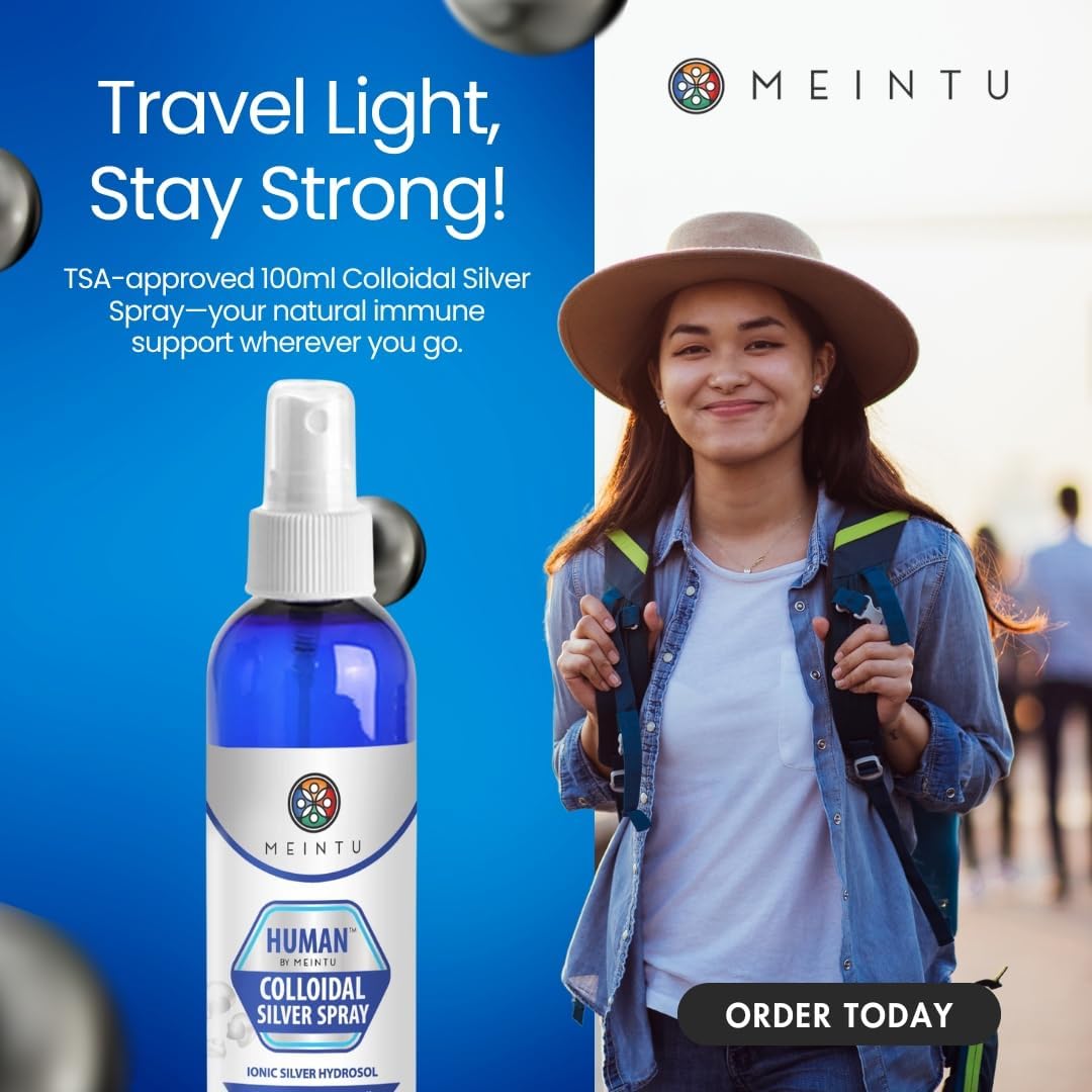 MEINTU Human™ Ultra-Pure Colloidal Silver Spray - 100ml, 30PPM Travel Size Immune Support Supplement for Adults, Kids, Pets