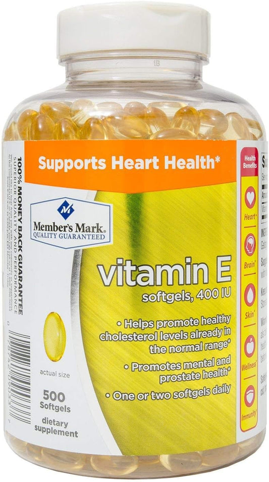 Member's Mark Vitamin E 400 IU Dietary Supplement - 500 Count Bottle