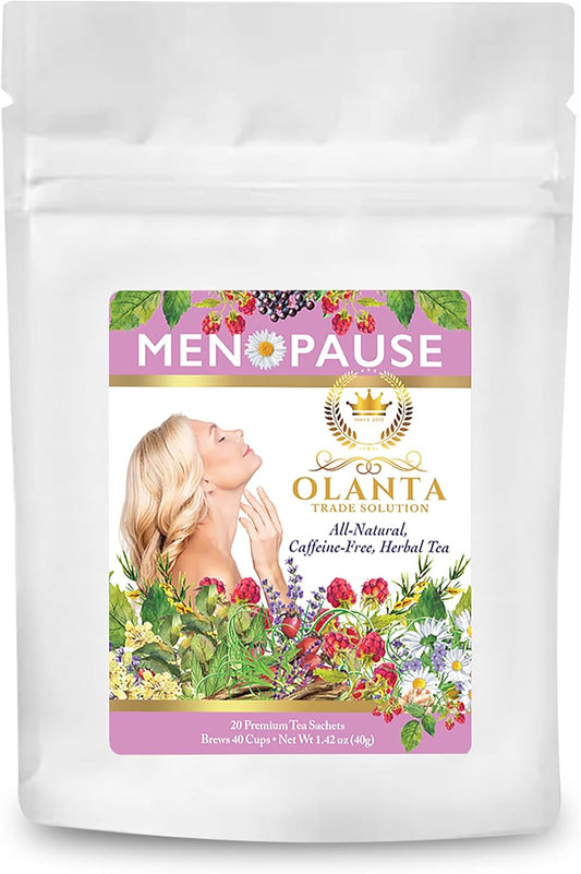 Menopause Comfort Herbal Tea - Natural Supplements for Women, Caffeine-Free Hot Flashes Relief - 20 Premium Sachets