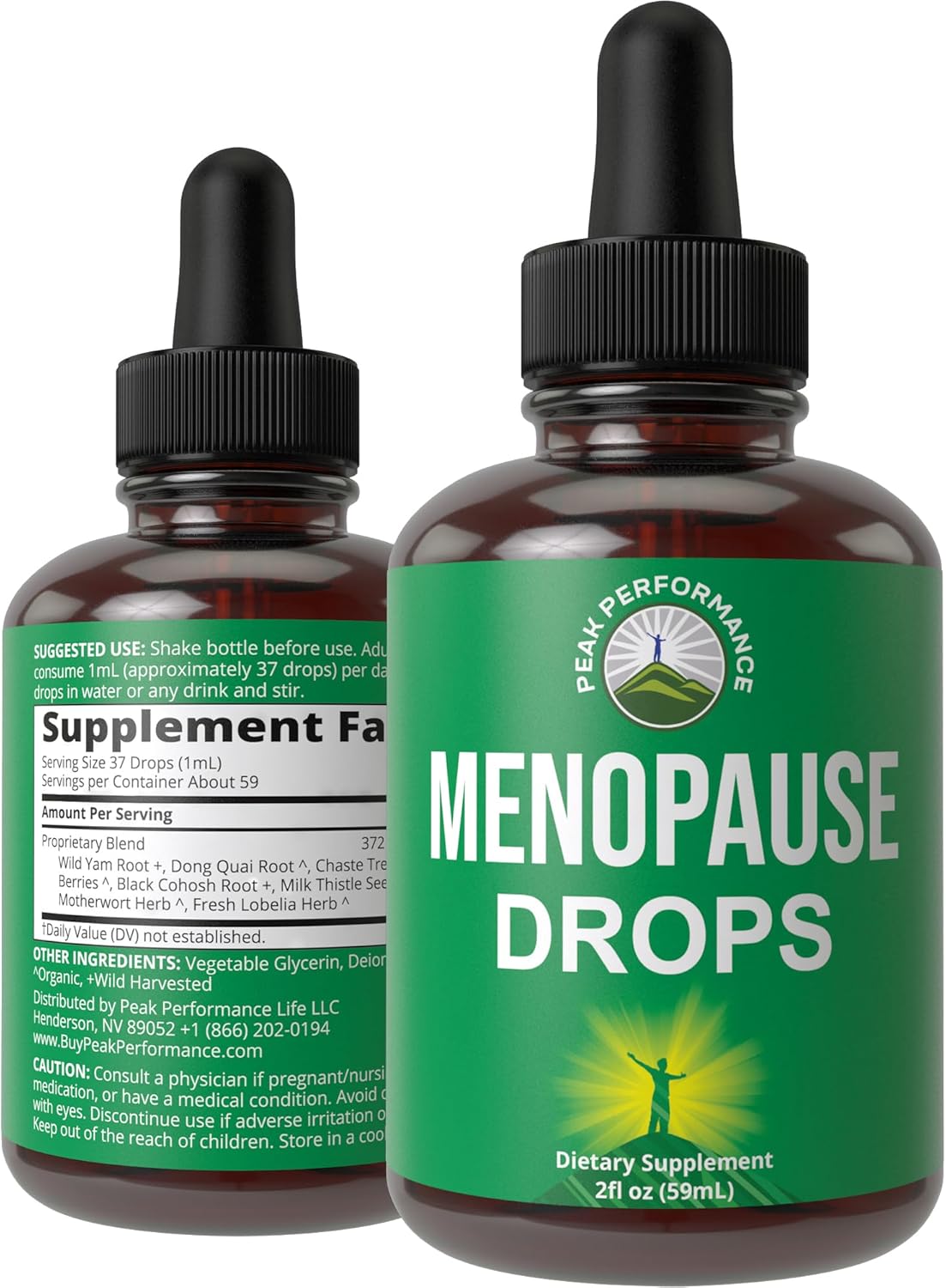 Menopause Relief Liquid Drops with 7 Herbal Ingredients for Peak Performance - Vegan Support for Hot Flashes and Hormonal Balance