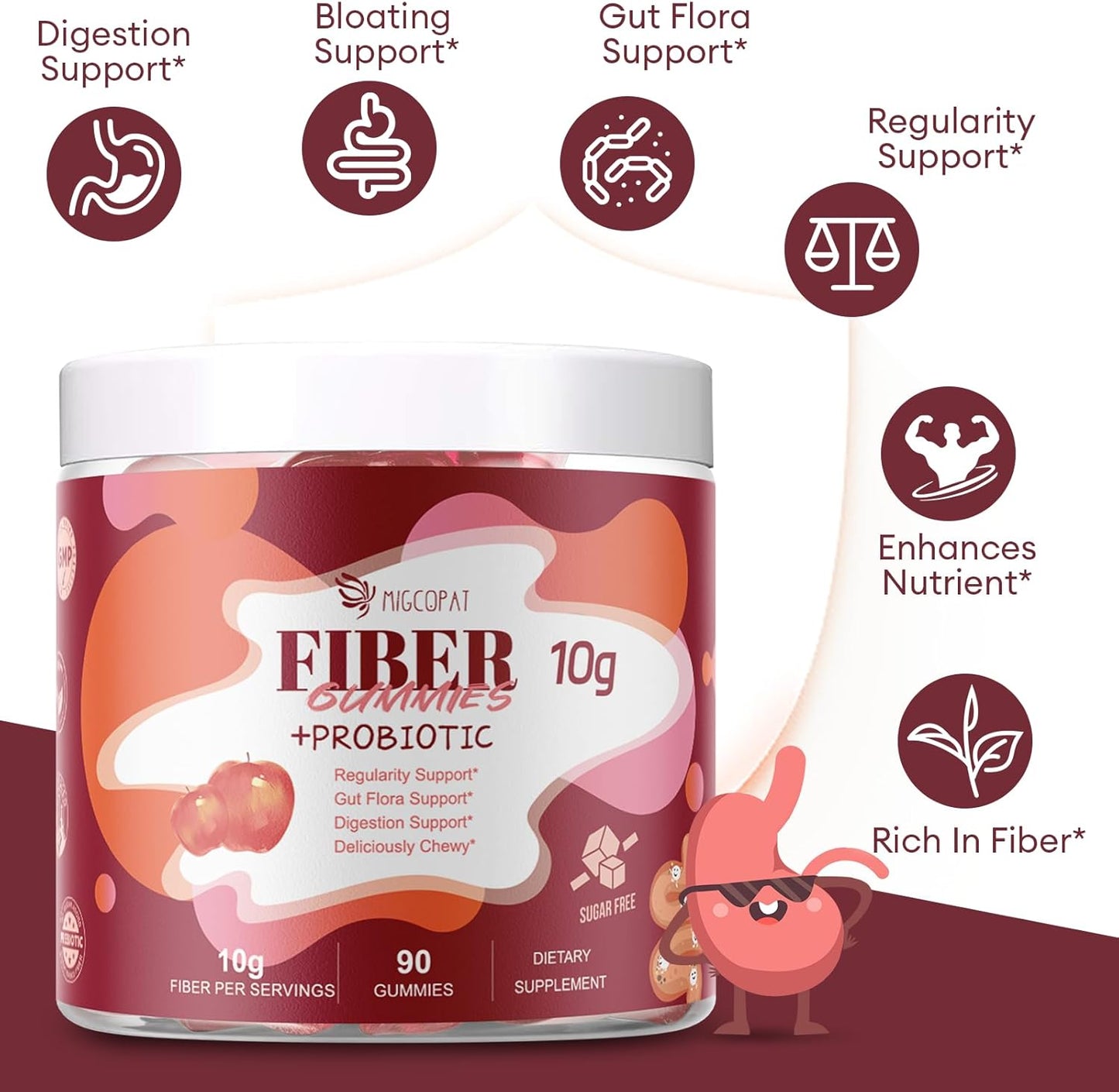 Menopause Support Fiber Gummies with Probiotics for Women - Migcopat Formula - BoostGo Australia
