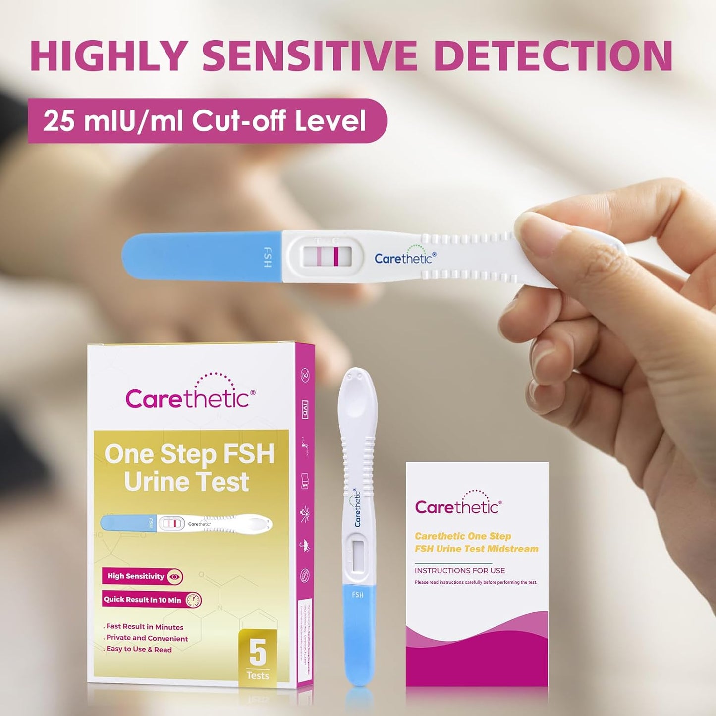 Menopause Test Kit for Home - Sensitive Indicator for Menopause - Assess Ovarian Reserve, Fertility, and Perimenopause - 5 Pack