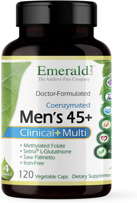 Men's 45+ Clinical Multi Multivitamin - Supports Bone & Heart Health - Gluten-Free & Vegetarian - 120 Capsules
