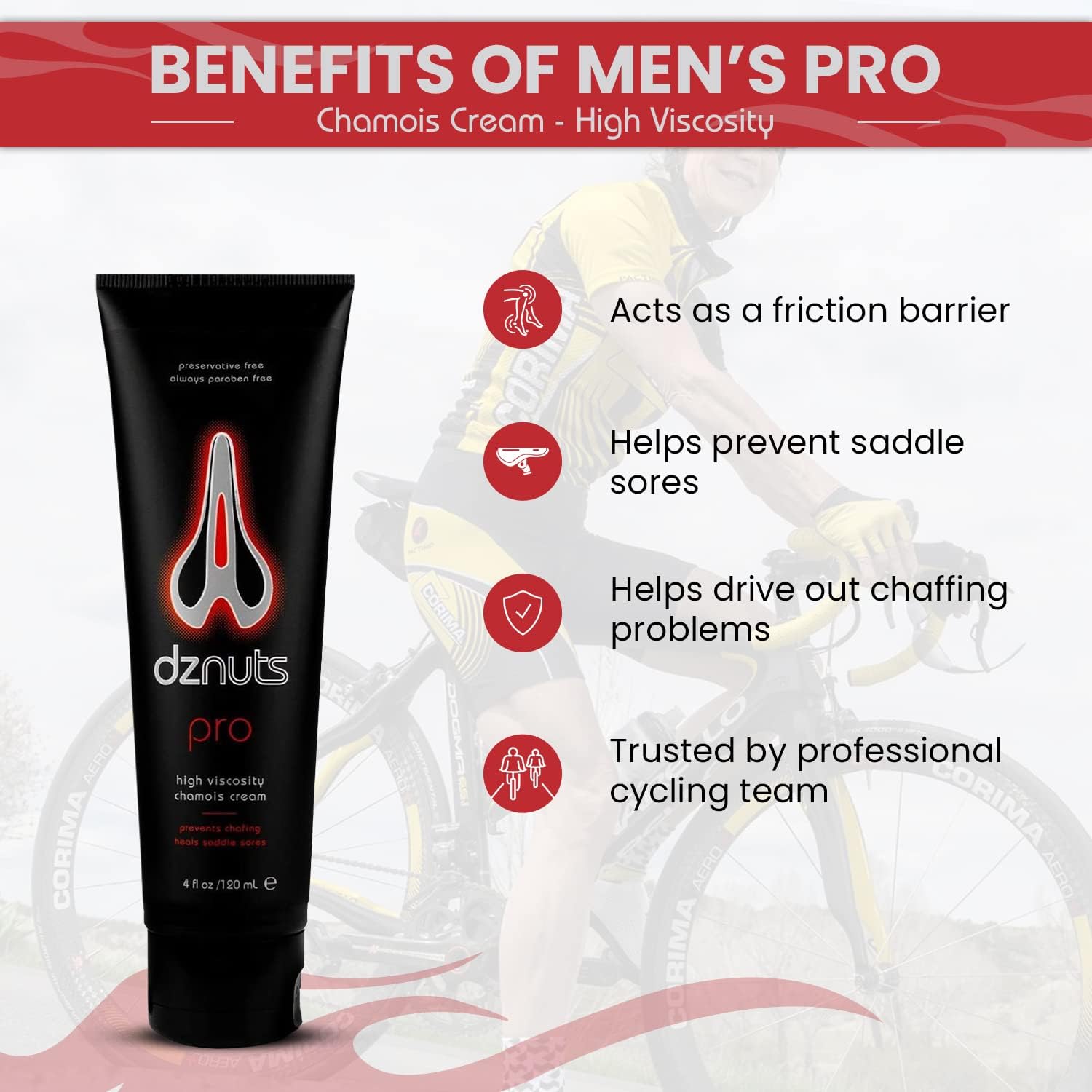 Men's Anti-Chafing Chamois Cream for Cyclists, Runners, Triathletes - Soothes Saddle Sores, Rubbing, Friction - 4 Fl Oz Pack