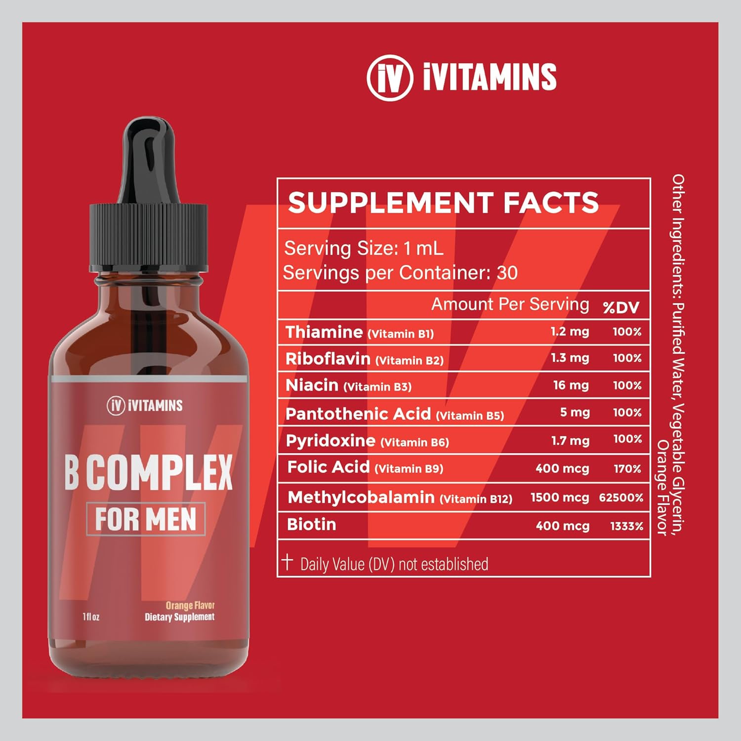 Men's B Complex Liquid Vitamin Supplement - 1 fl oz | Super B Complex with Vitamin B | VIT B Complex for Energy & Wellness
