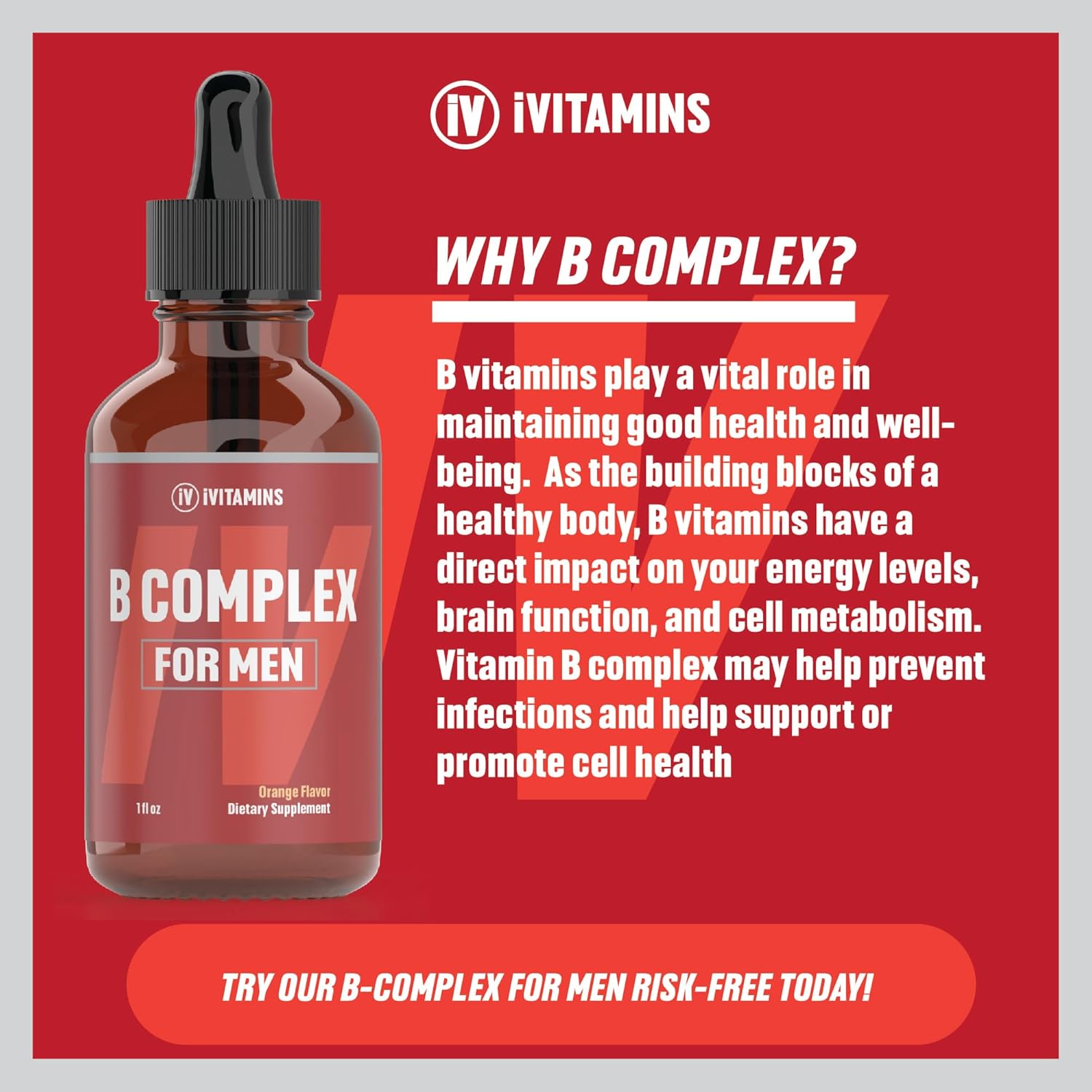 Men's B Complex Liquid Vitamin Supplement - 1 fl oz | Super B Complex with Vitamin B | VIT B Complex for Energy & Wellness