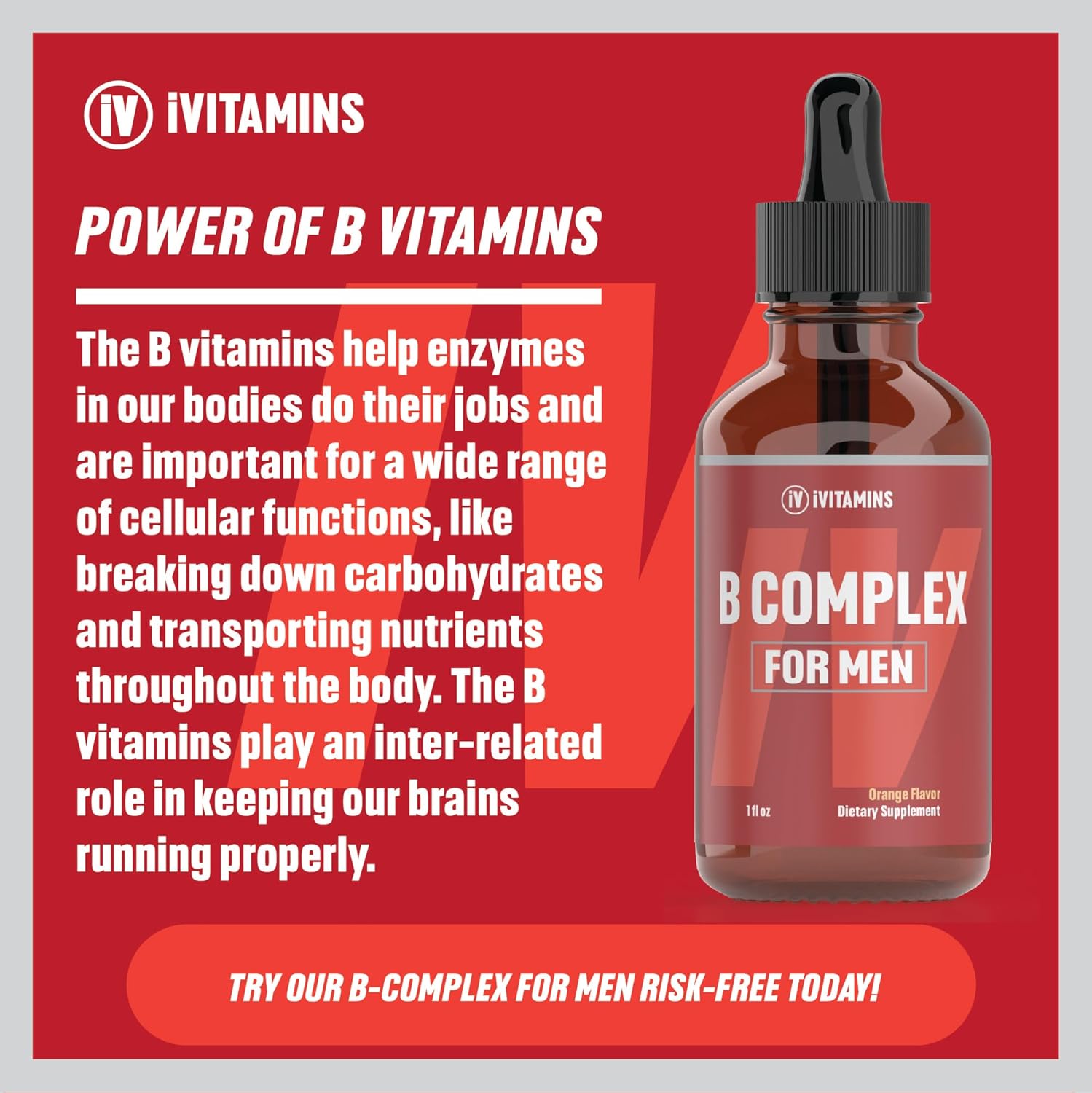 Men's B Complex Liquid Vitamin Supplement - 1 fl oz | Super B Complex with Vitamin B | VIT B Complex for Energy & Wellness