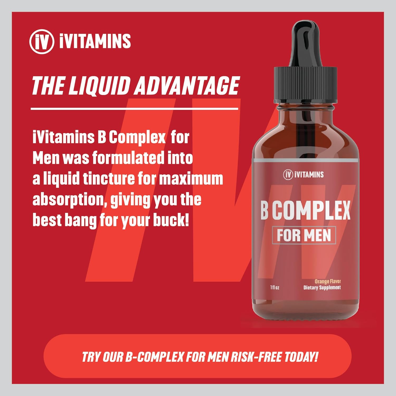 Men's B Complex Liquid Vitamin Supplement - 1 fl oz | Super B Complex with Vitamin B | VIT B Complex for Energy & Wellness