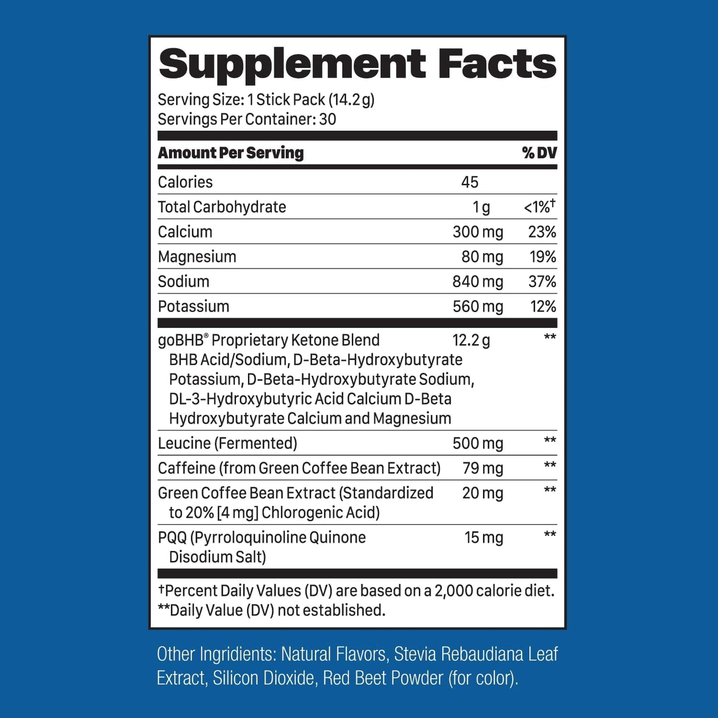 Men's BHB Exogenous Ketones Powder Drink Mix for Intermittent Fasting - Watermelon Flavor with Electrolytes & Green Coffee Bean Extract - 30ct