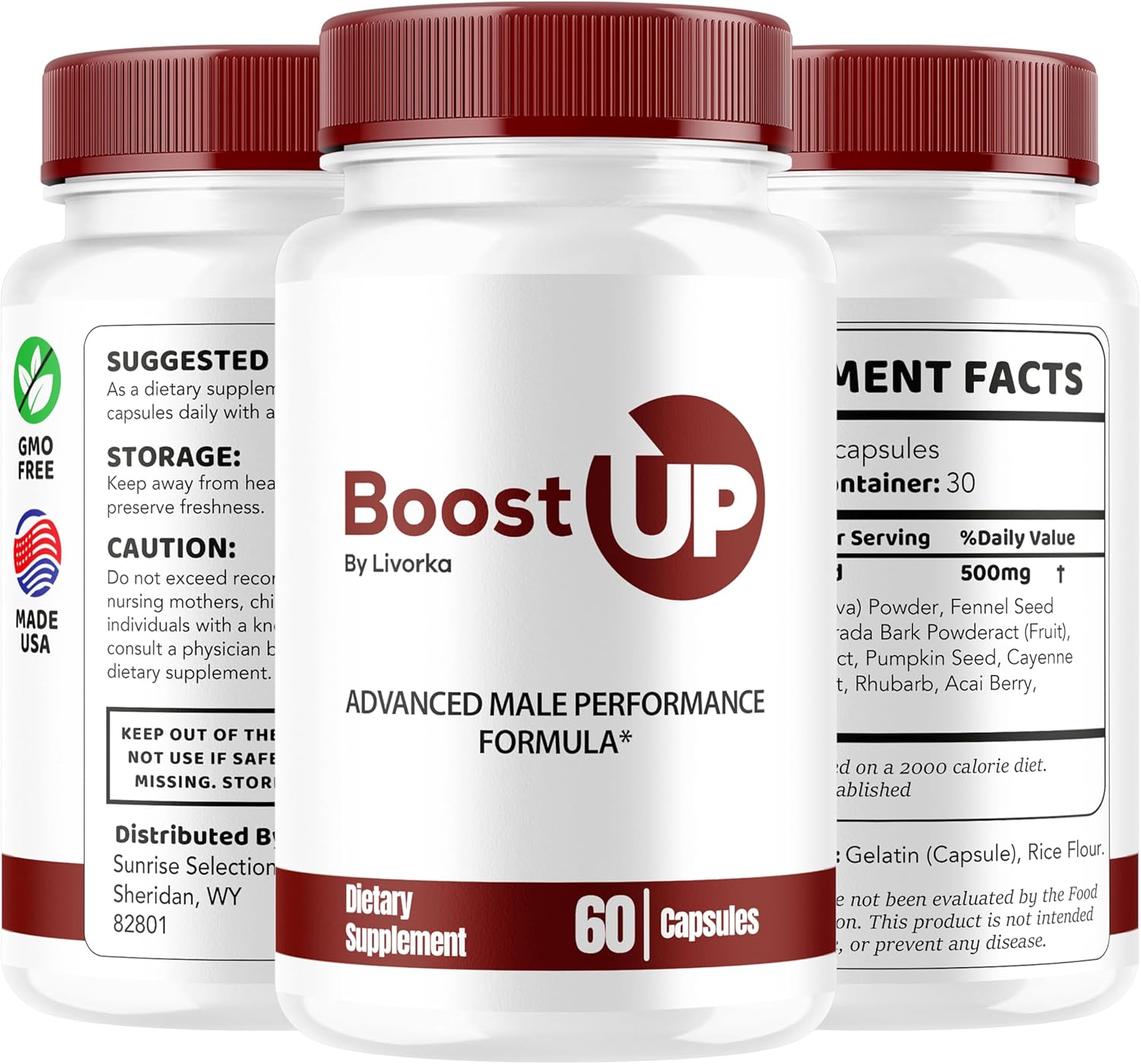 Men's Boost Up Pills (2 Pack) - Advanced Formula Supplement for Energy and Vitality, 120 Capsules