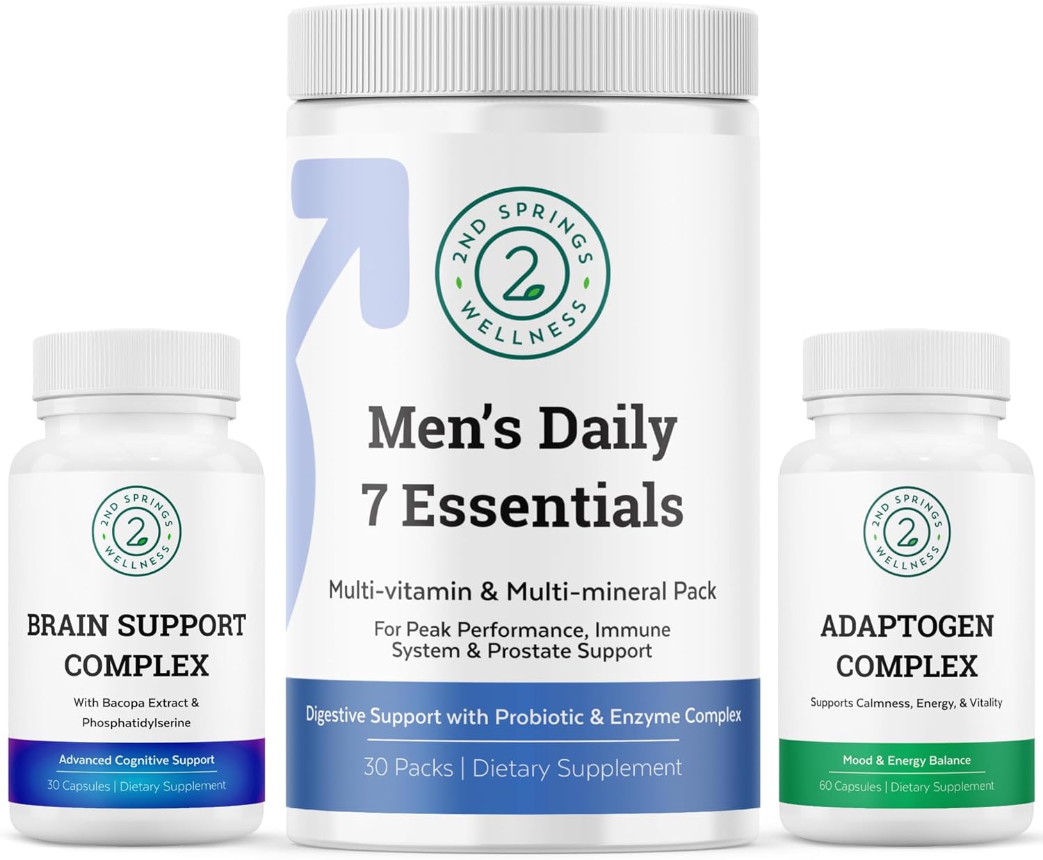 Men's Cognitive Support Bundle - Brain Support Complex, Essential Nutrients, and Adaptogen Blend