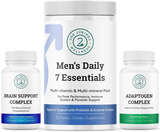 Men's Cognitive Support Bundle - Brain Support Complex, Essential Nutrients, and Adaptogen Blend