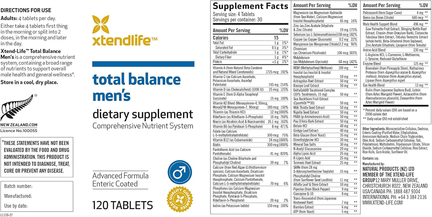 Men's Daily Multivitamin & Mineral with 70+ Nutrients - Immune, Heart, Digestive, Cellular Health - 30 Day Supply