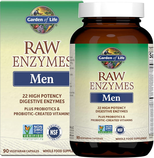 Men's Digestive Enzymes with Probiotics & Whole Food Vitamins - Non-GMO, Gluten-Free, Vegetarian - 90 Capsules