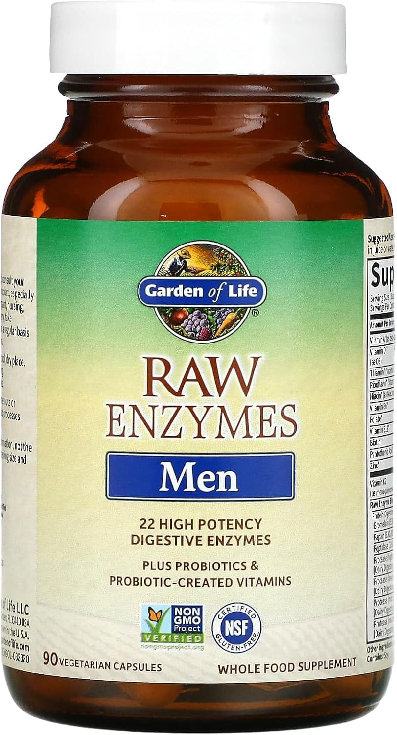 Men's Digestive Enzymes with Probiotics & Whole Food Vitamins - Non-GMO, Gluten-Free, Vegetarian - 90 Capsules