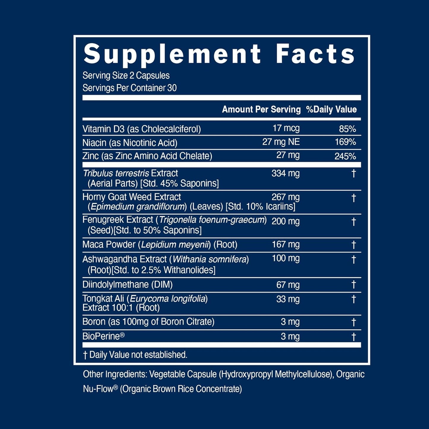 Men's Energy and Vitality Booster with Horny Goat Weed, Tribulus, Maca, and Ashwagandha - Supports Endurance and Performance (60 Capsules)