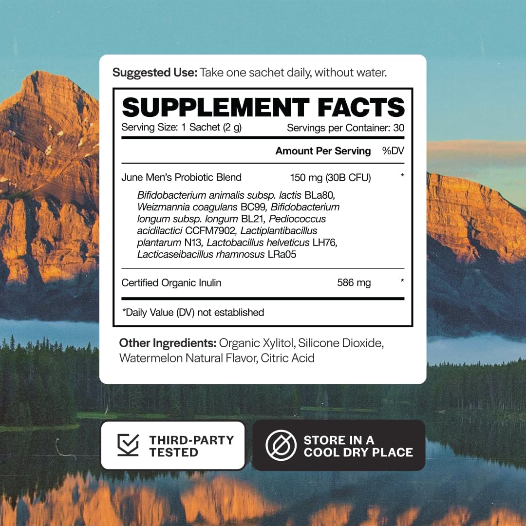 Men's Fast-Melt Watermelon Pre + Probiotic Powder Sachets - June Science Hero Daily