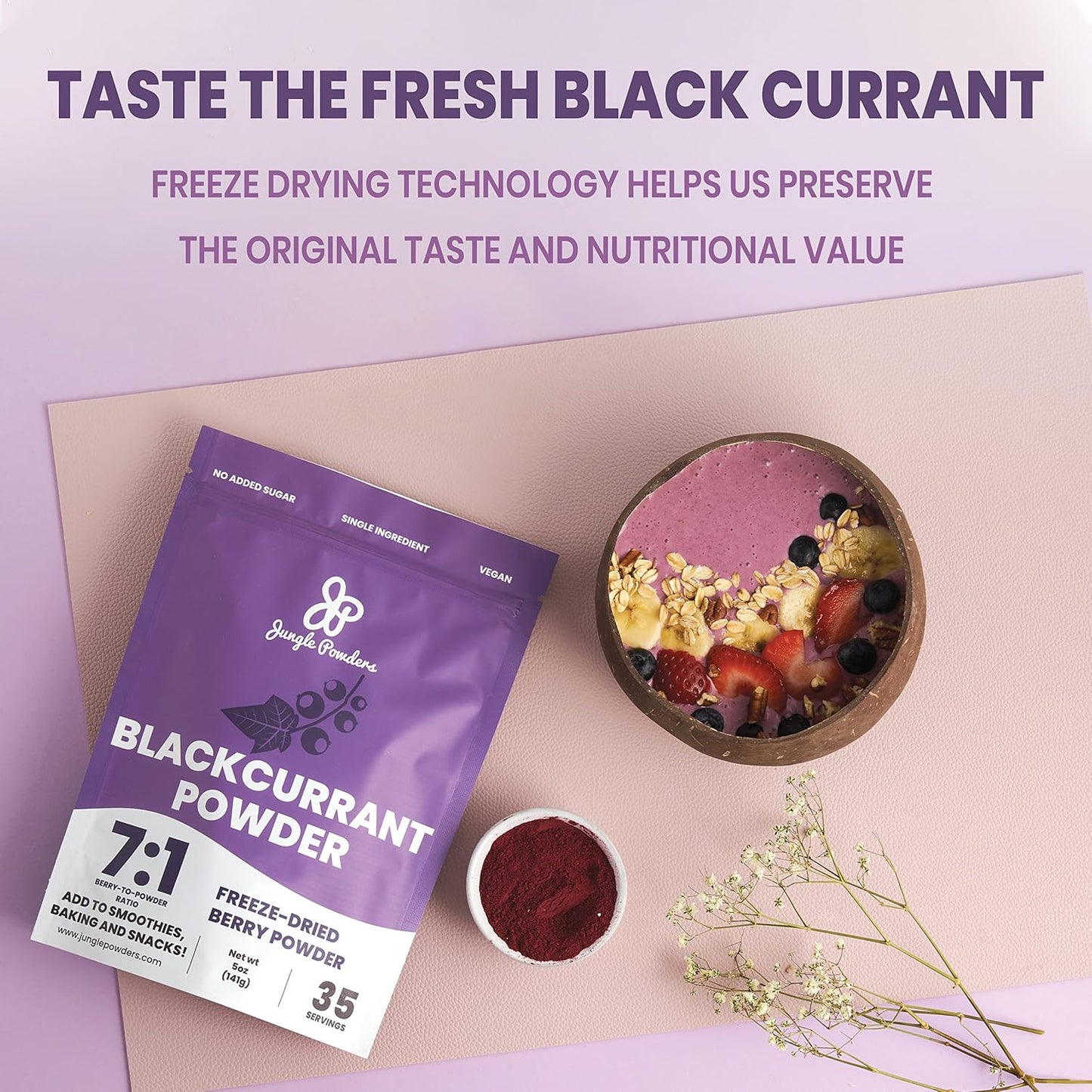 Men's Health & Vitality Bundle: 5oz Fadogia Agrestis Extract Powder + 5oz Black Currant Powder for Tea, Juice, Smoothies