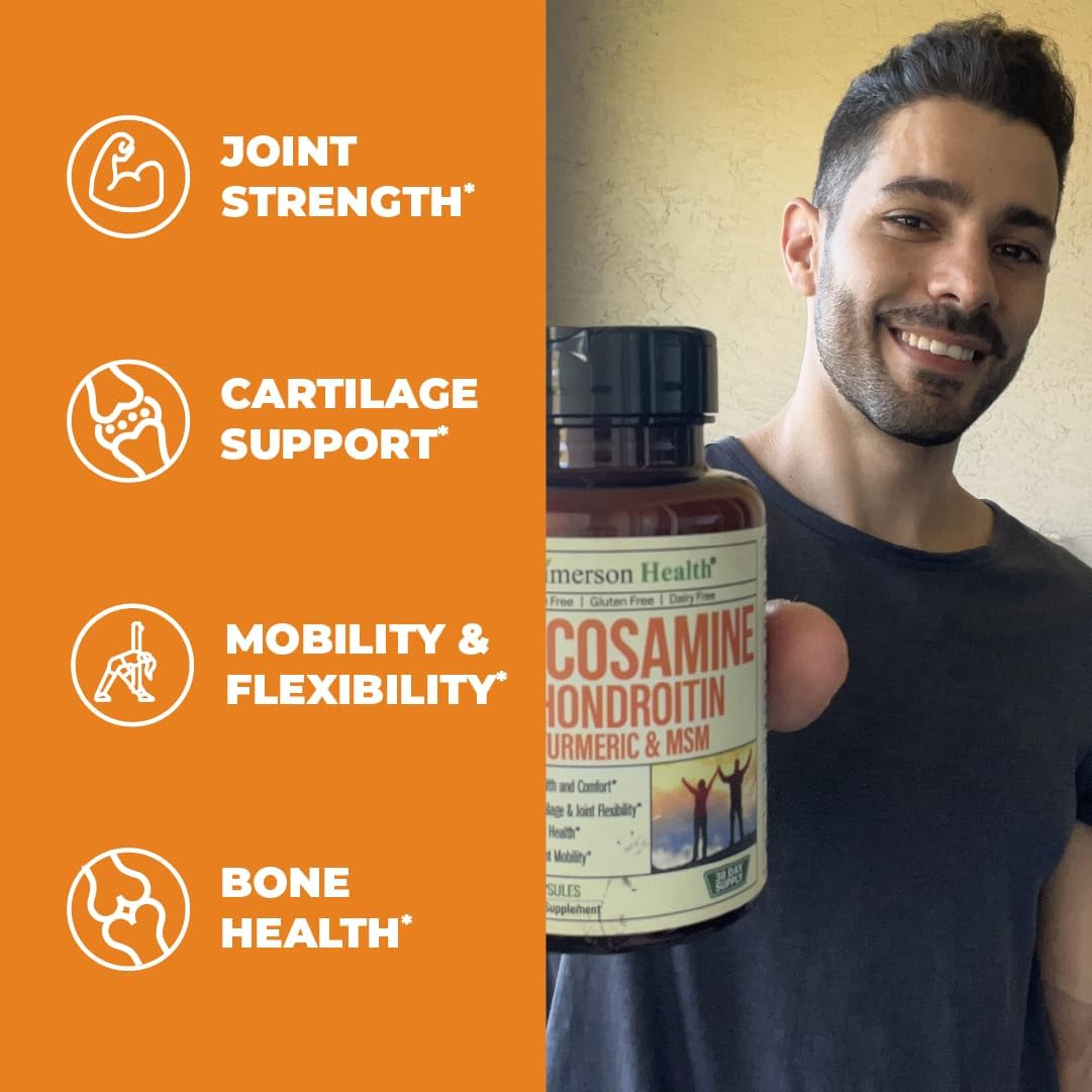 Men's Joint Health & Immune Support Supplement Bundle with Glucosamine, Chondroitin, Turmeric, MSM, Multivitamin