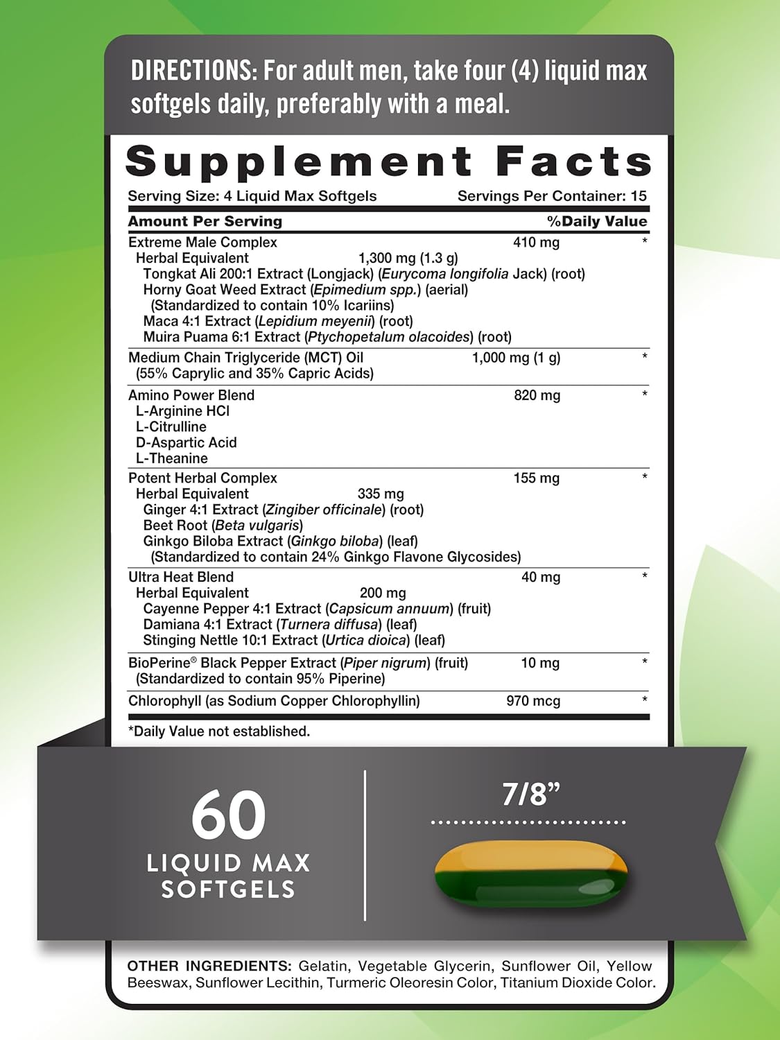 Men's Libido Support Supplement with Tongkat Ali, Horny Goat Weed & Maca - Non-GMO & Gluten Free