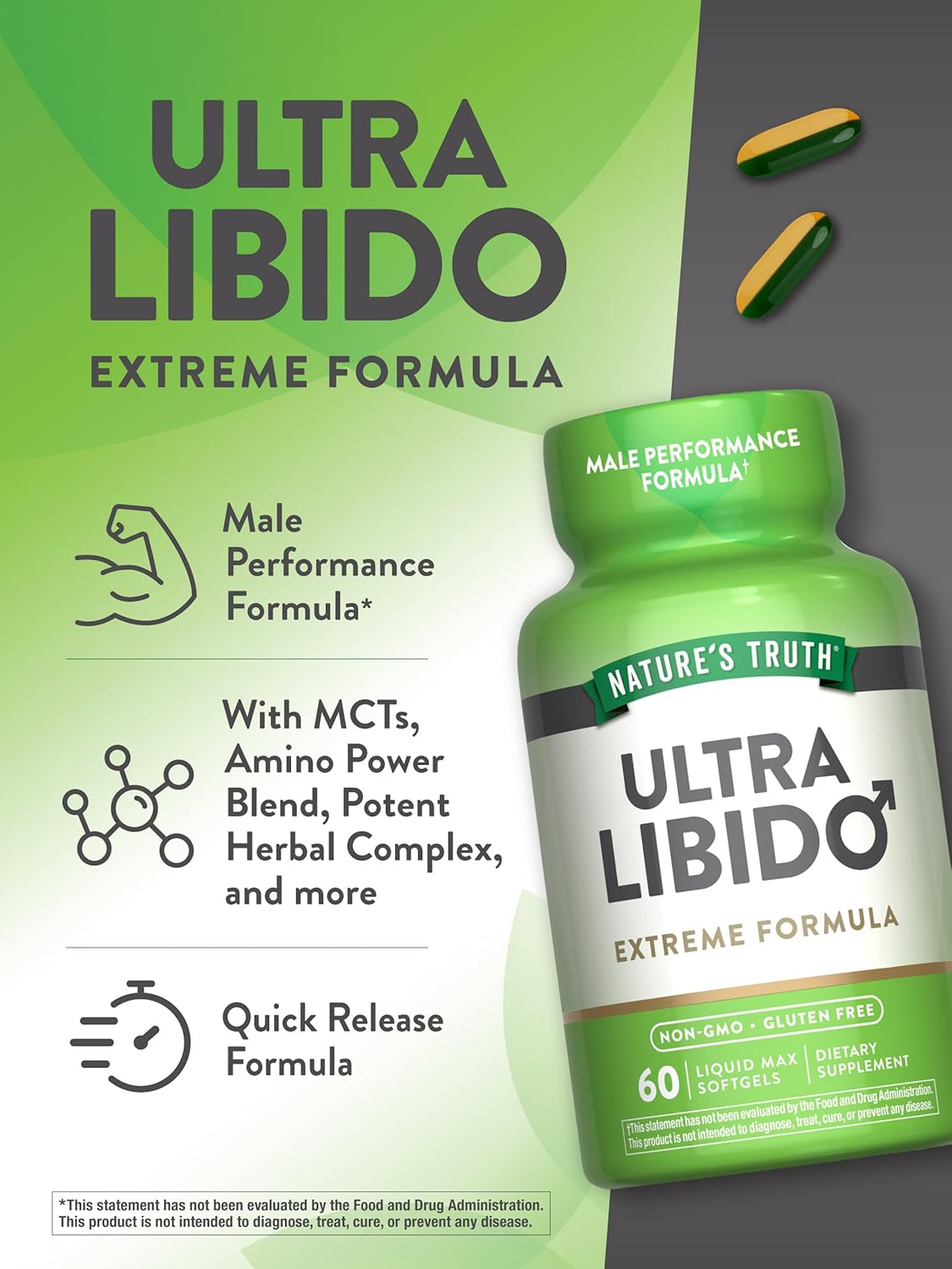 Men's Libido Support Supplement with Tongkat Ali, Horny Goat Weed & Maca - Non-GMO & Gluten Free