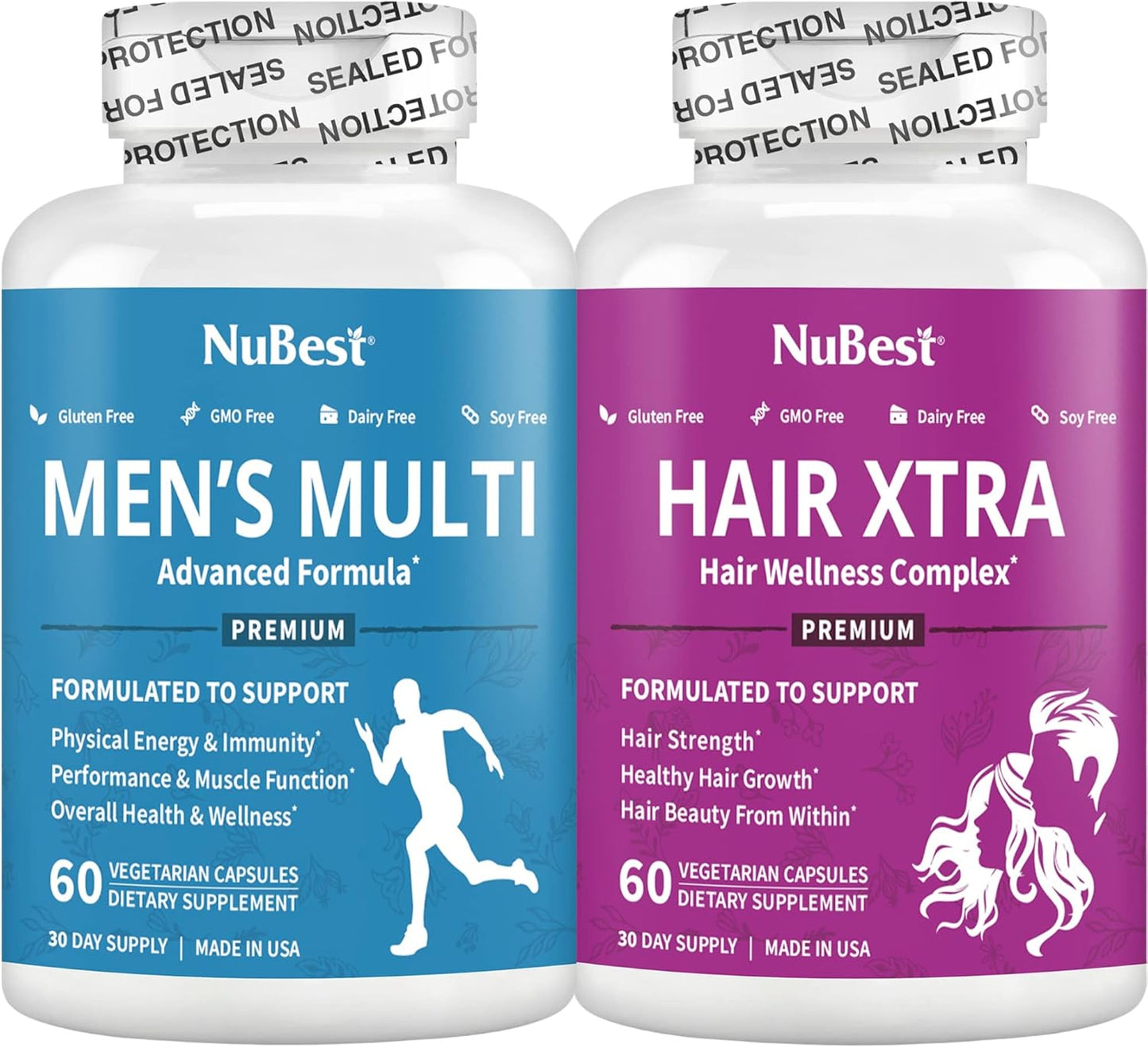 Men's Multi 18+ & Hair Xtra Bundle - Energy, Immunity, Muscle Strength, Health, Hair Growth - Biotin, Zinc, MSM, B Vitamins