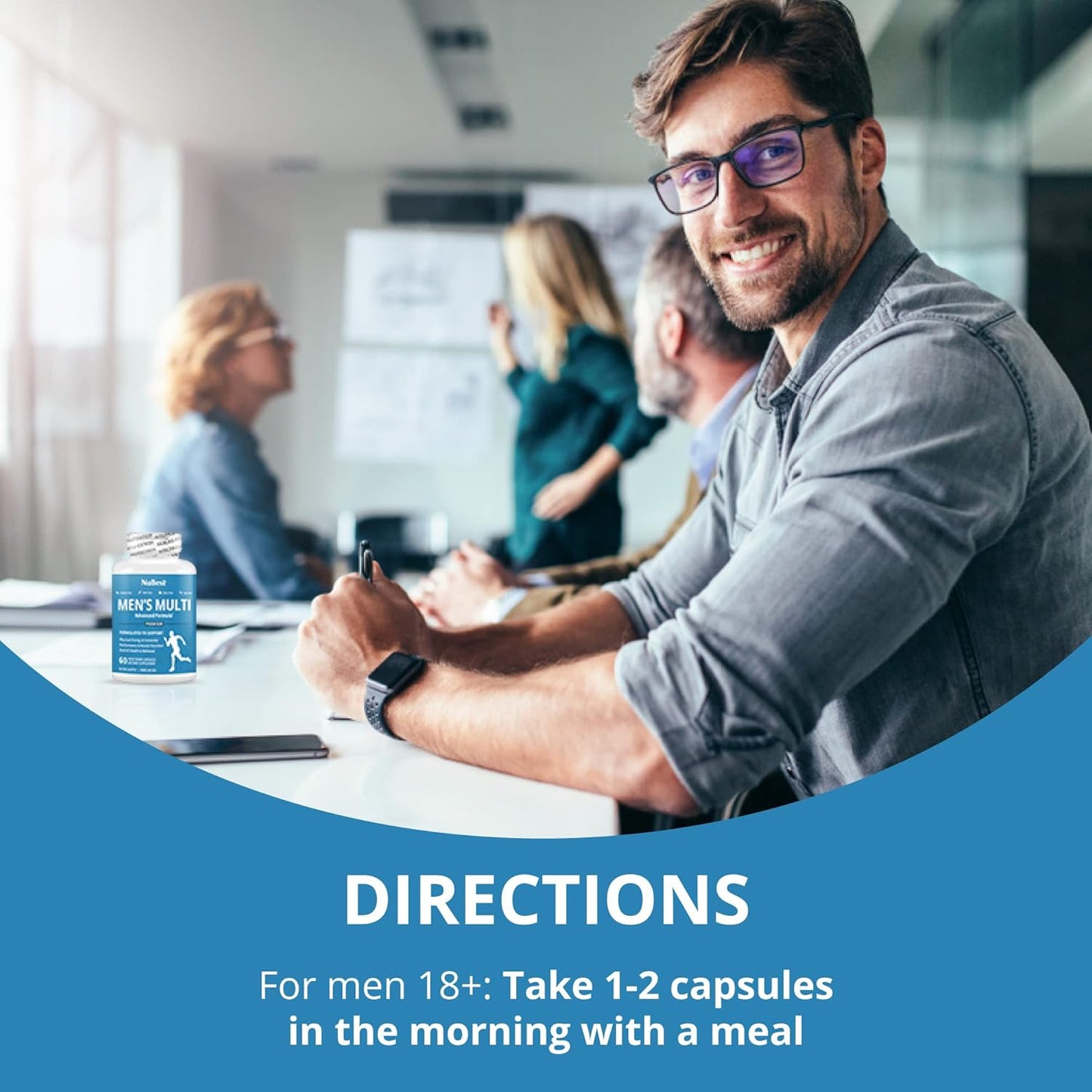 Men's Multi 18+ & Hair Xtra Bundle - Energy, Immunity, Muscle Strength, Health, Hair Growth - Biotin, Zinc, MSM, B Vitamins