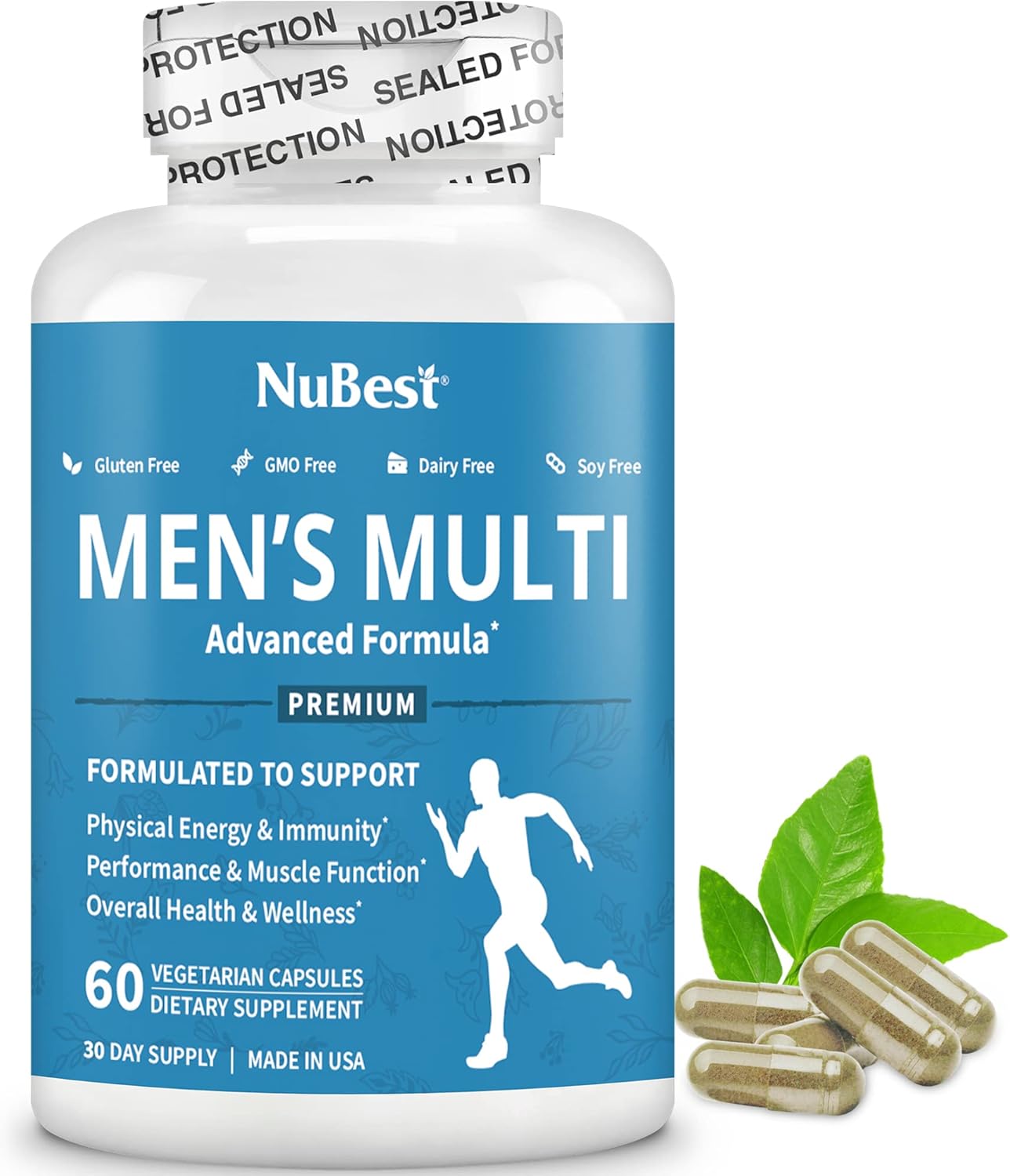Men's Multi 18+ NuBest 38-in-1 Capsules with Asian Ginseng, Ashwagandha, Turmeric, Tongkat Ali, Saw Palmetto - Supports Bone, Muscle Strength, and Immune System - 2 Pack
