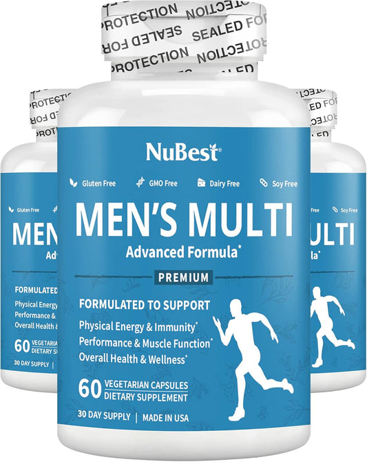 Men's Multi 18+ Supplement Capsules with Asian Ginseng, Ashwagandha, Turmeric, Tongkat Ali, Saw Palmetto, Vitamins, Minerals, and Herbals - Pack of 3 for Bone, Muscle, and Immune Support