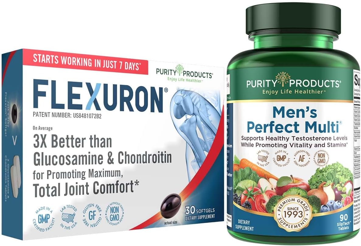 Men's Multi Bundle: Perfect Multi + Flexuron Joint Formula for Healthy Vitality & Energy - 3X Better Than Glucosamine & Chondroitin - 30 Day Supply