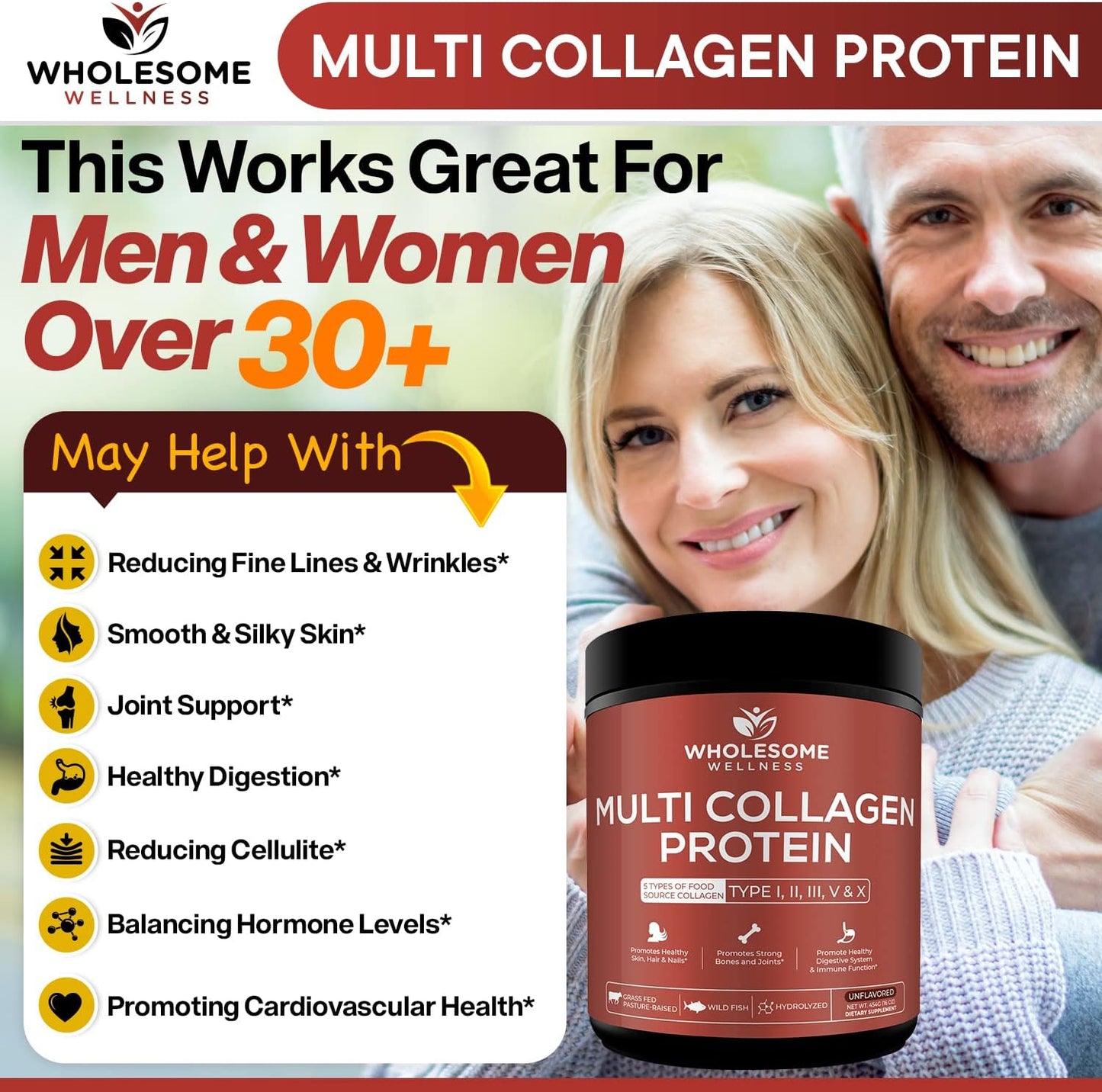 Men's Multi Collagen Protein Powder + Whole Food Multivitamin Bundle - Natural Vitamins, Minerals, Organic Extracts