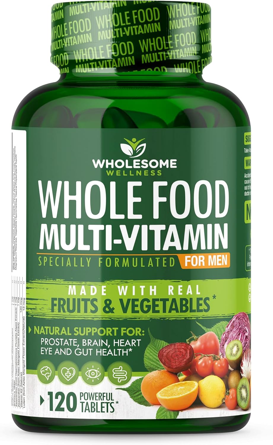Men's Multi Collagen Protein Powder + Whole Food Multivitamin Bundle - Natural Vitamins, Minerals, Organic Extracts