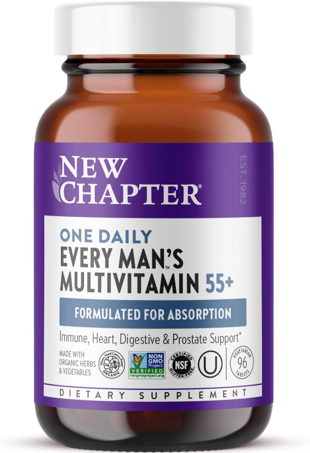 Men's Multivitamin 50 Plus with 20+ Nutrients for Brain, Heart, Digestive, Prostate & Immune Support - 96 ct Gentle Daily Supplement for Men 55+ - BoostGo Australia