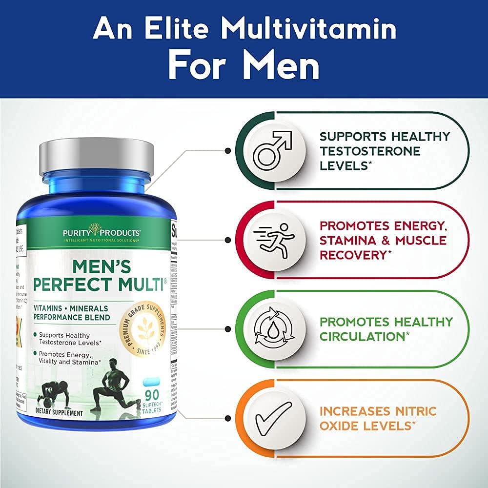 Men's Multivitamin Bundle for Energy and Vitality - Includes B12 Energy MELT with Methylcobalamin B-12 - 30 Day Supply