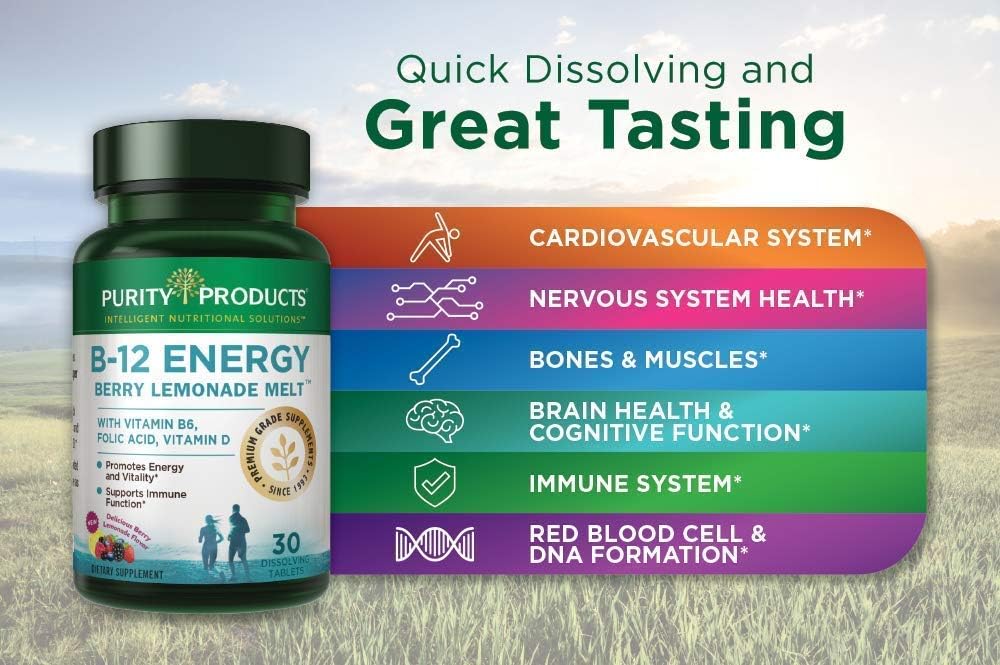 Men's Multivitamin Bundle for Energy and Vitality - Includes B12 Energy MELT with Methylcobalamin B-12 - 30 Day Supply