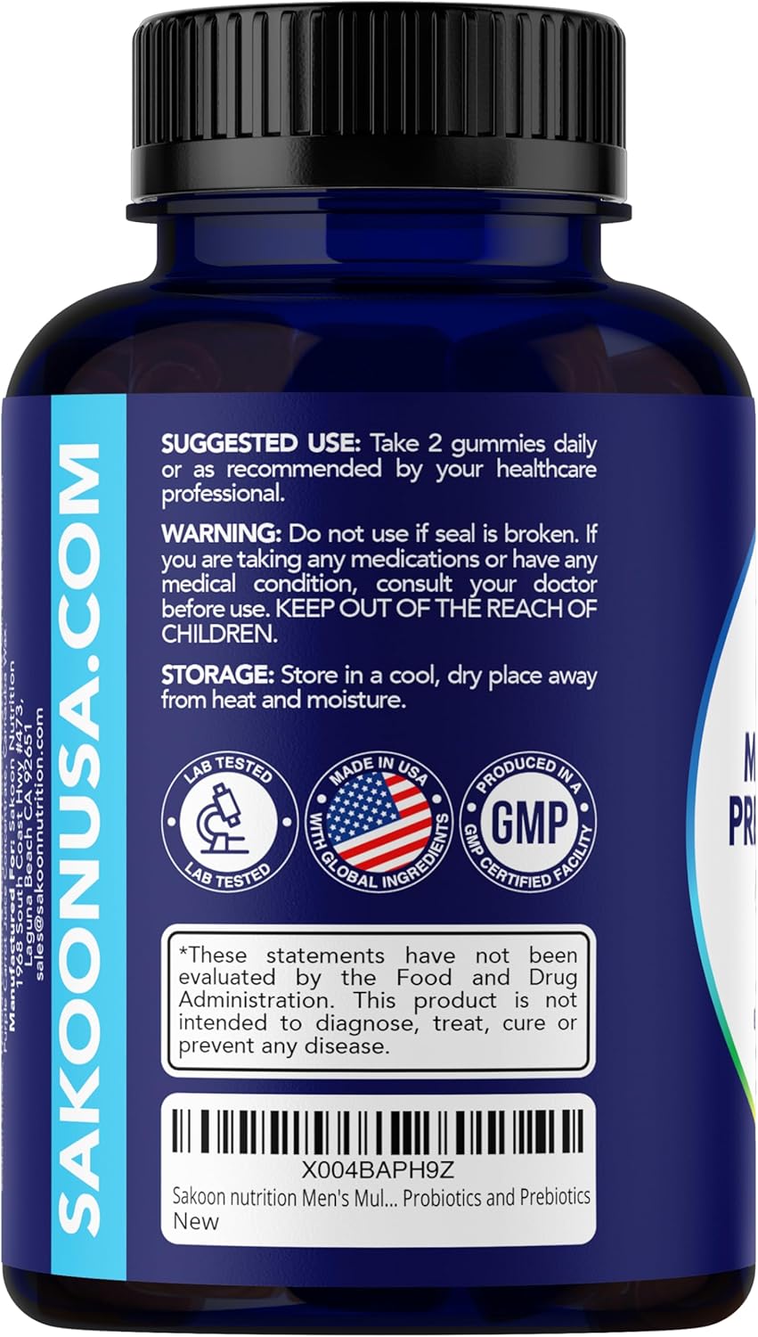 Men's Multivitamin Gummies with Probiotics and Prebiotics by Sakoon Nutrition