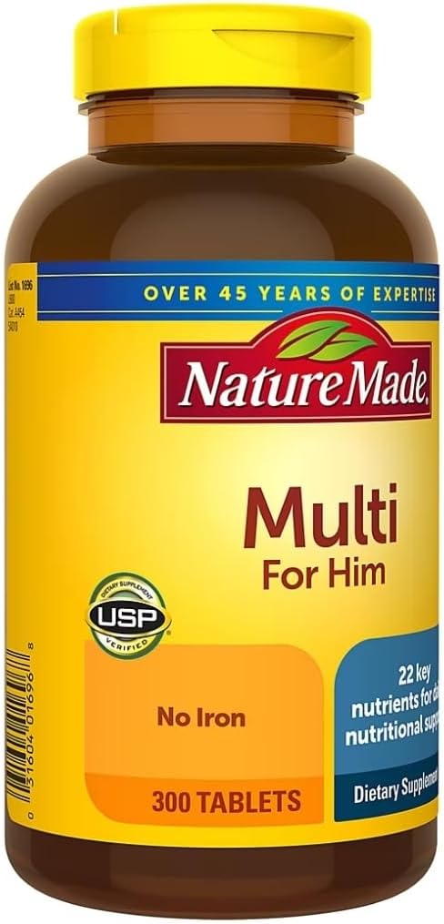 Men's Multivitamin without Iron - 300 Tablets for Daily Nutritional Support