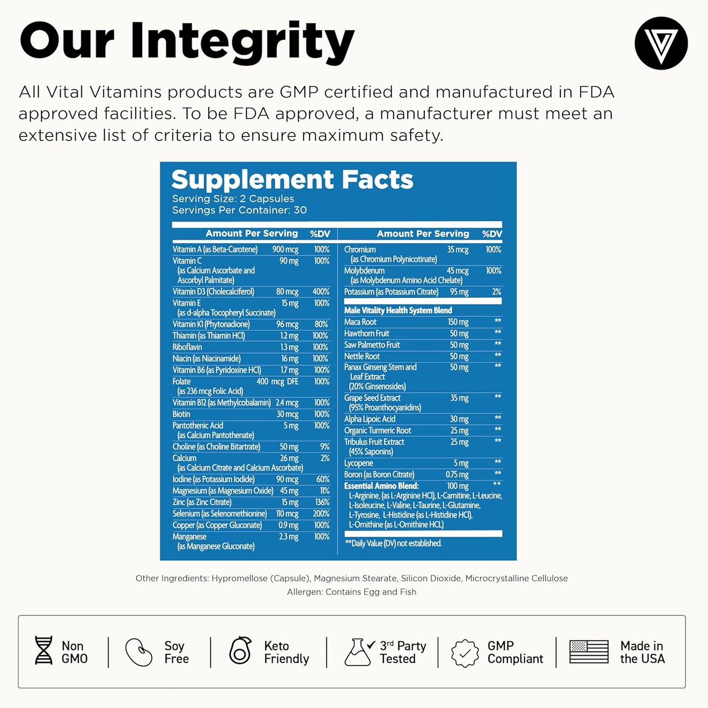 Men's Multivitamins with Vital Vitamins Magnesium Glycinate Capsules for Overall Health and Wellness