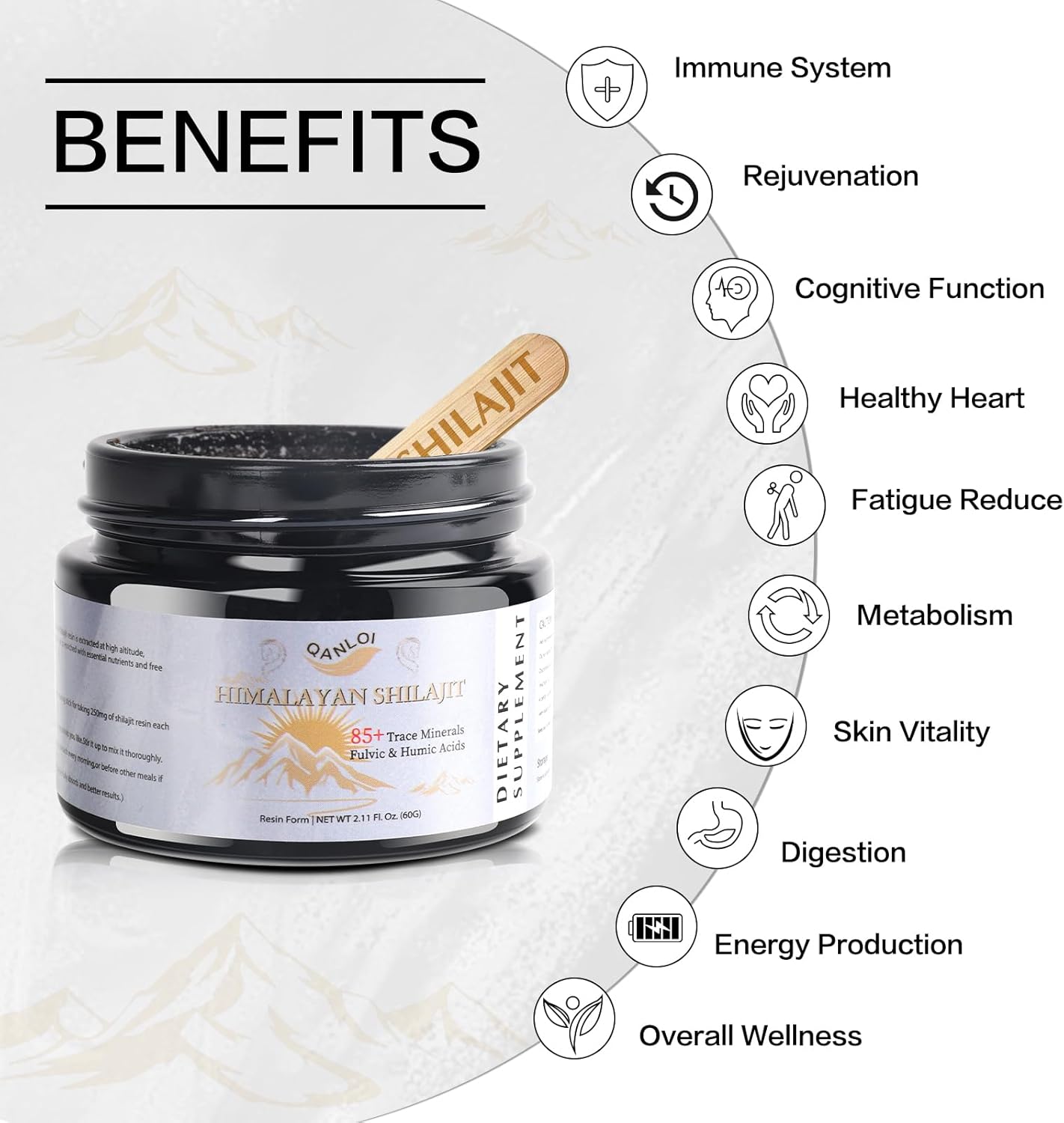 Men's Natural Shilajit Resin Supplement - Himalayan Shilajit with Humic and Fulvic Acid - 120 Servings