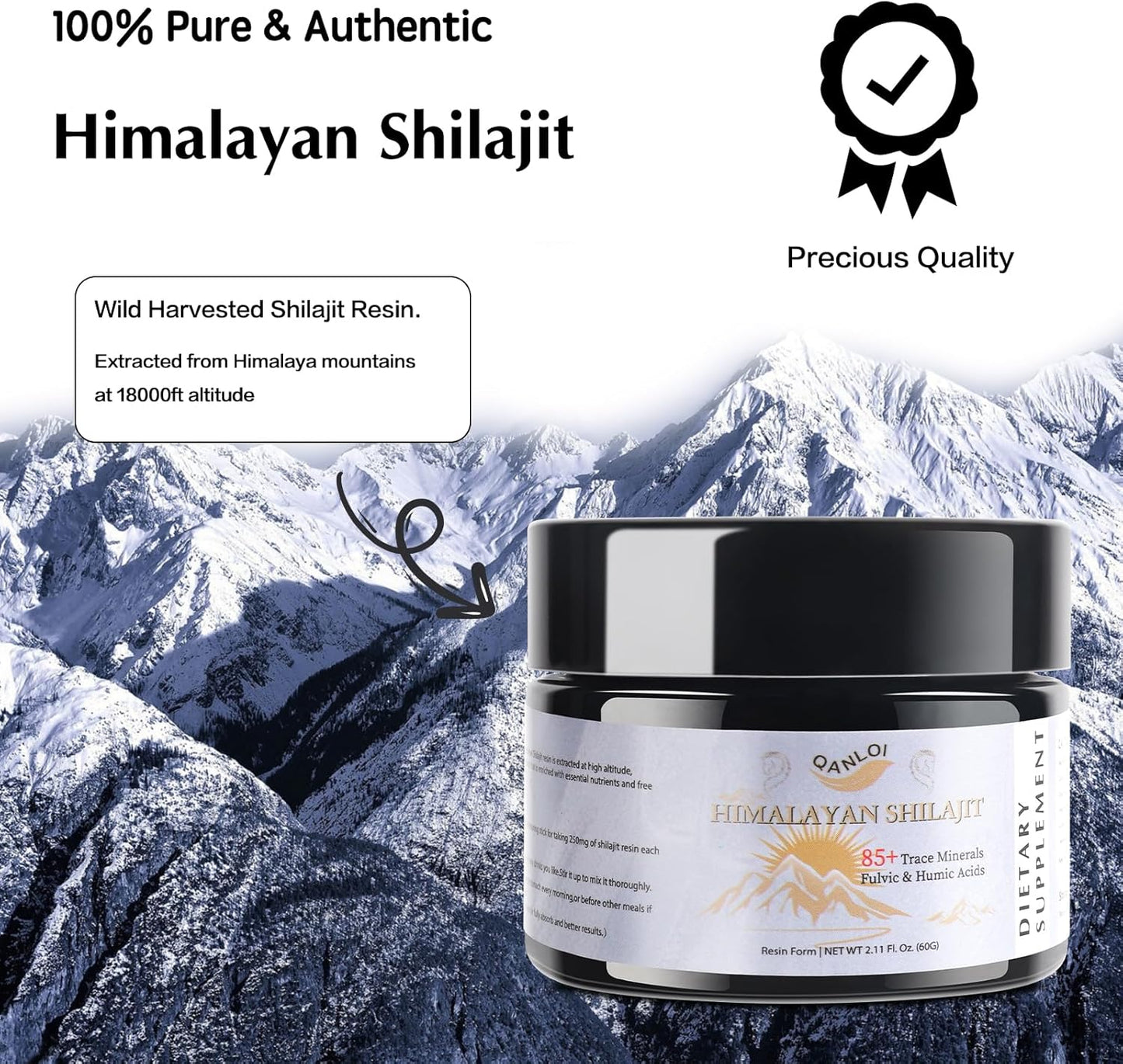 Men's Natural Shilajit Resin Supplement - Himalayan Shilajit with Humic and Fulvic Acid - 120 Servings